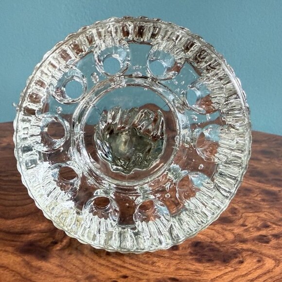 Vintage Cambridge Glass 8" Crystal Clear Draped Lady Figural Flower Frog 10 Hole - Picture 8 of 10